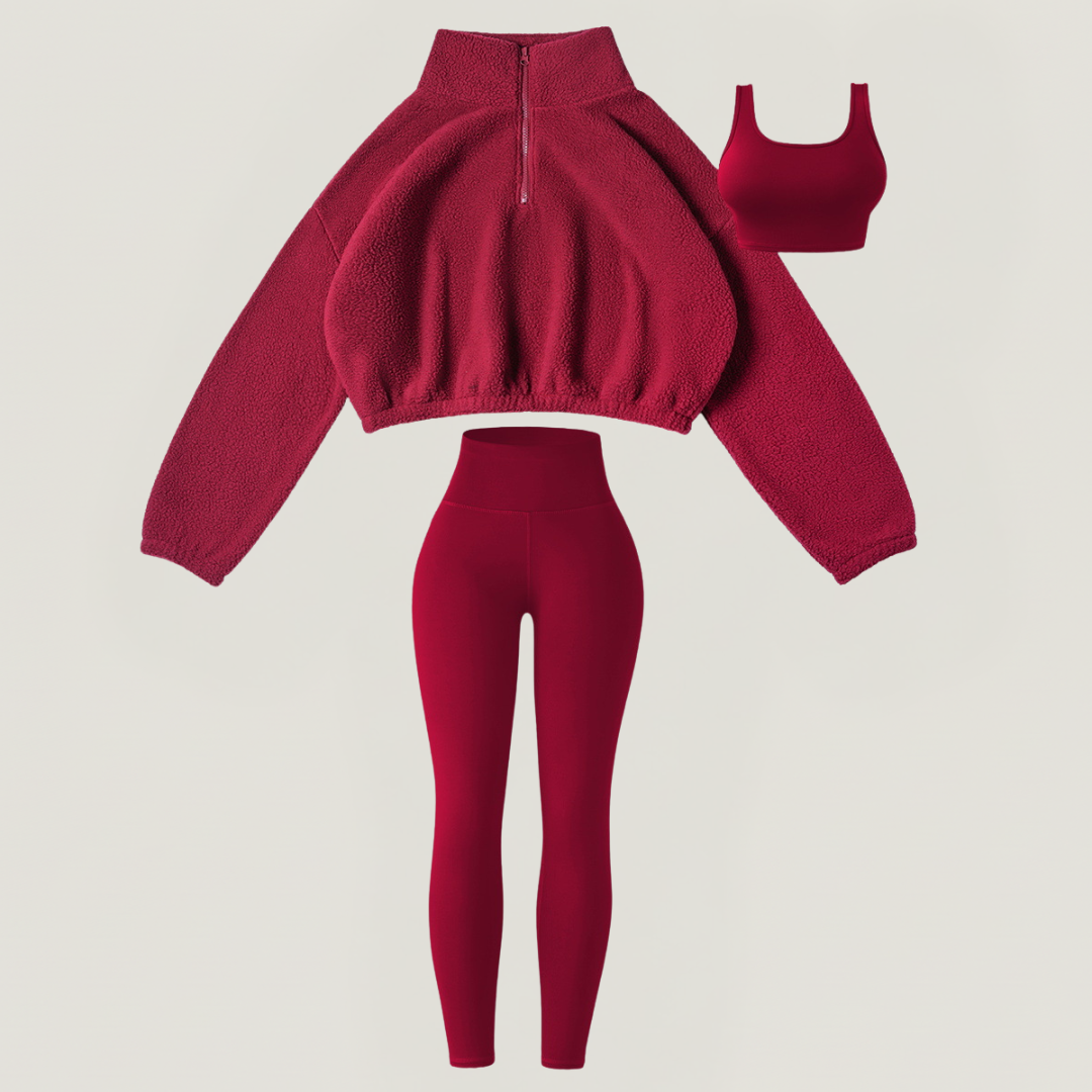 Fleece Set (3 Pcs: Sweater+Bra+Leggings)
