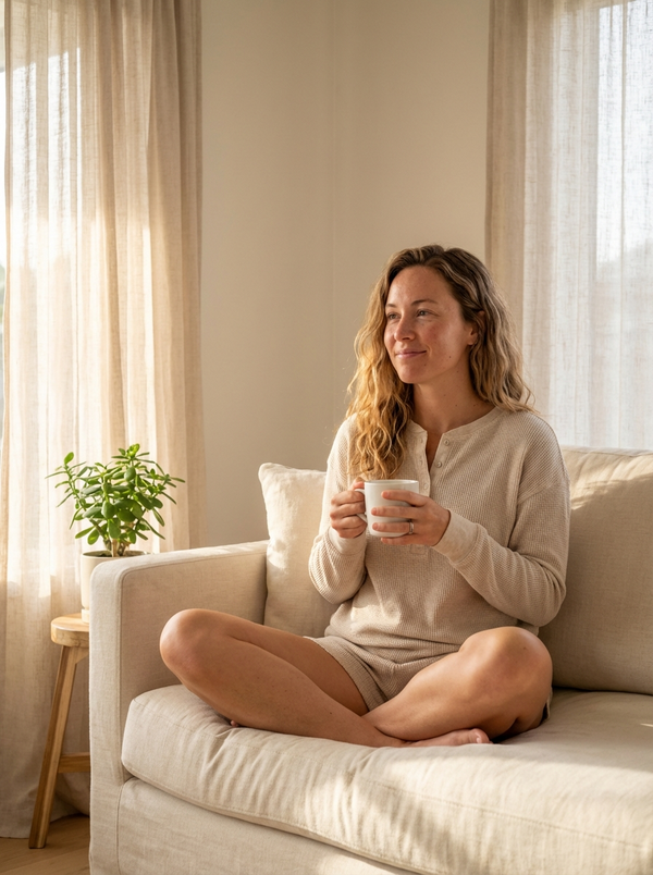 BreezeKnit Waffle Lounge Set - Lifestyle on Sofa