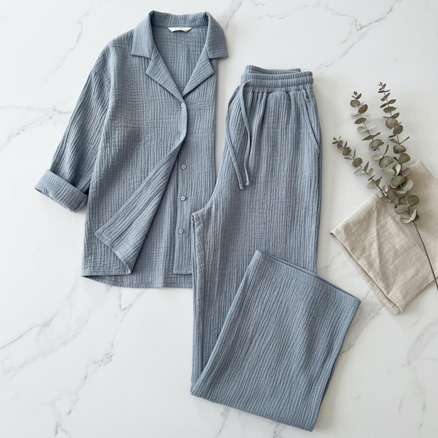 CloudGauze Breeze Set - Dusty Blue flat lay