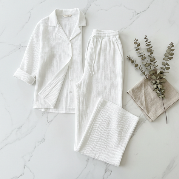 CloudGauze Breeze Set - Cloud White flat lay