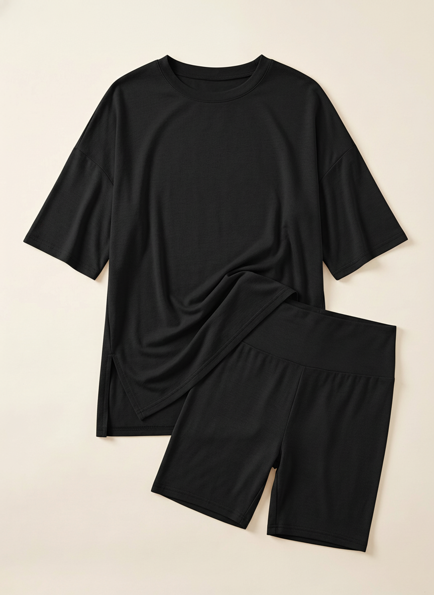 The SoftSet Oversized Lounge Duo - Flat Lay Black