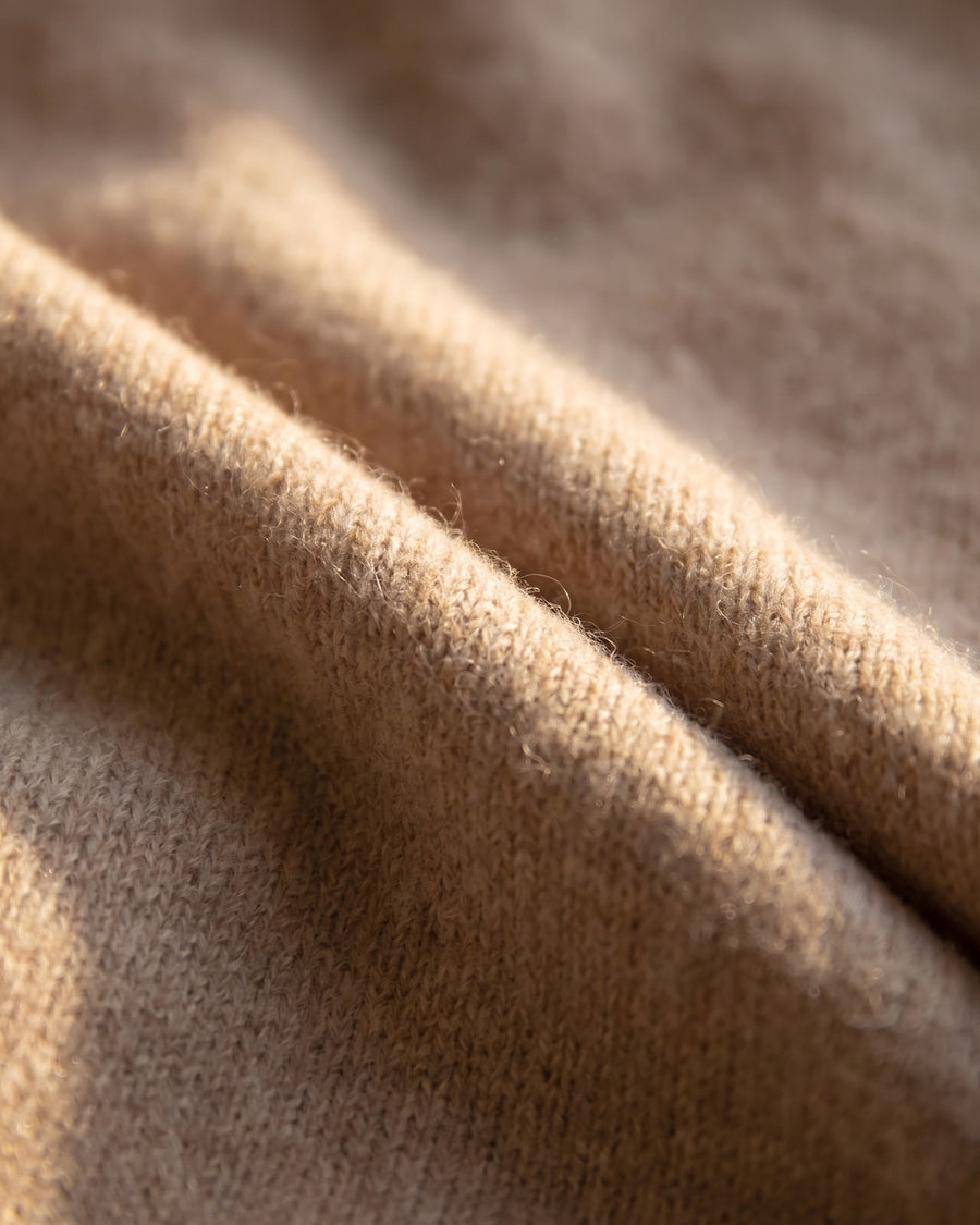 Close up of the brushed khaki knit
