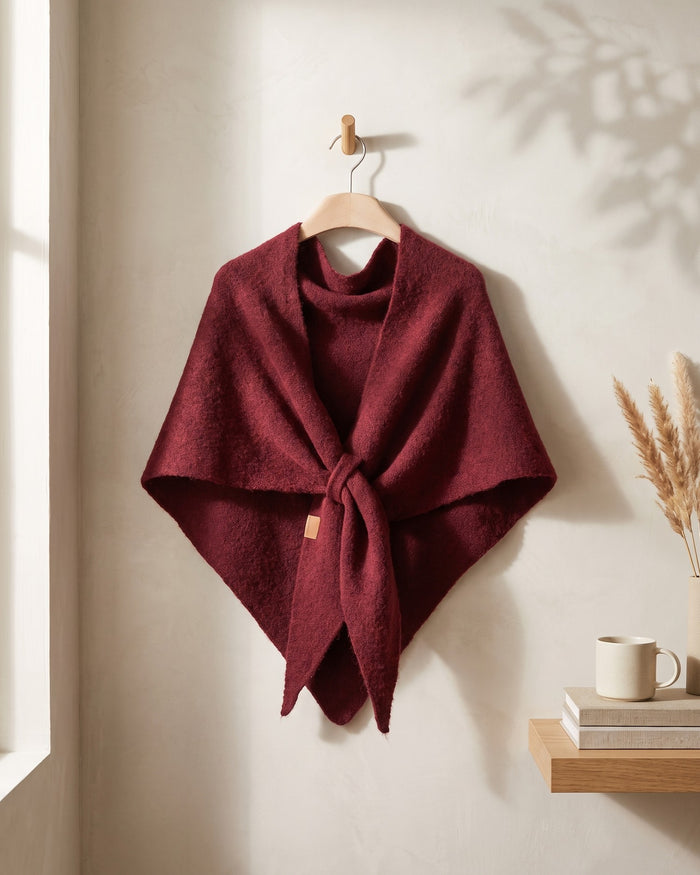 Red Fleece Shawl on a hanger