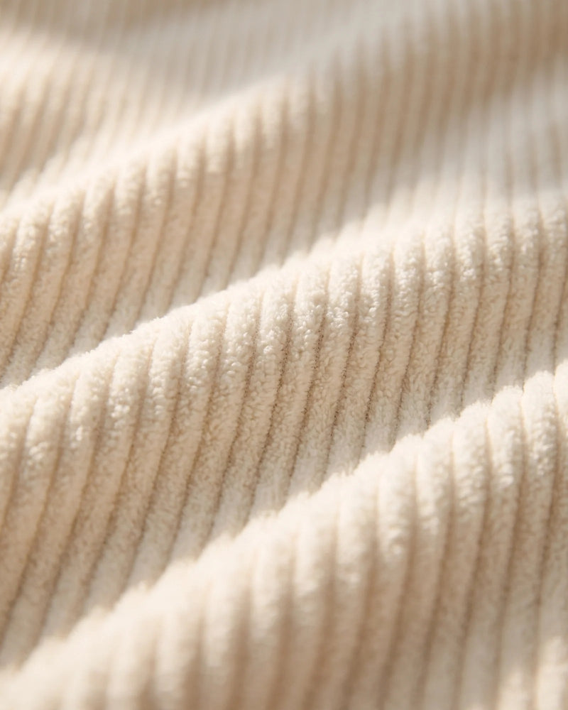 Close view of the ribbed plush fleece