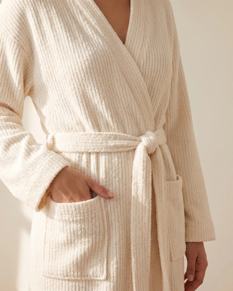 The self-tie belt knotted at the waist