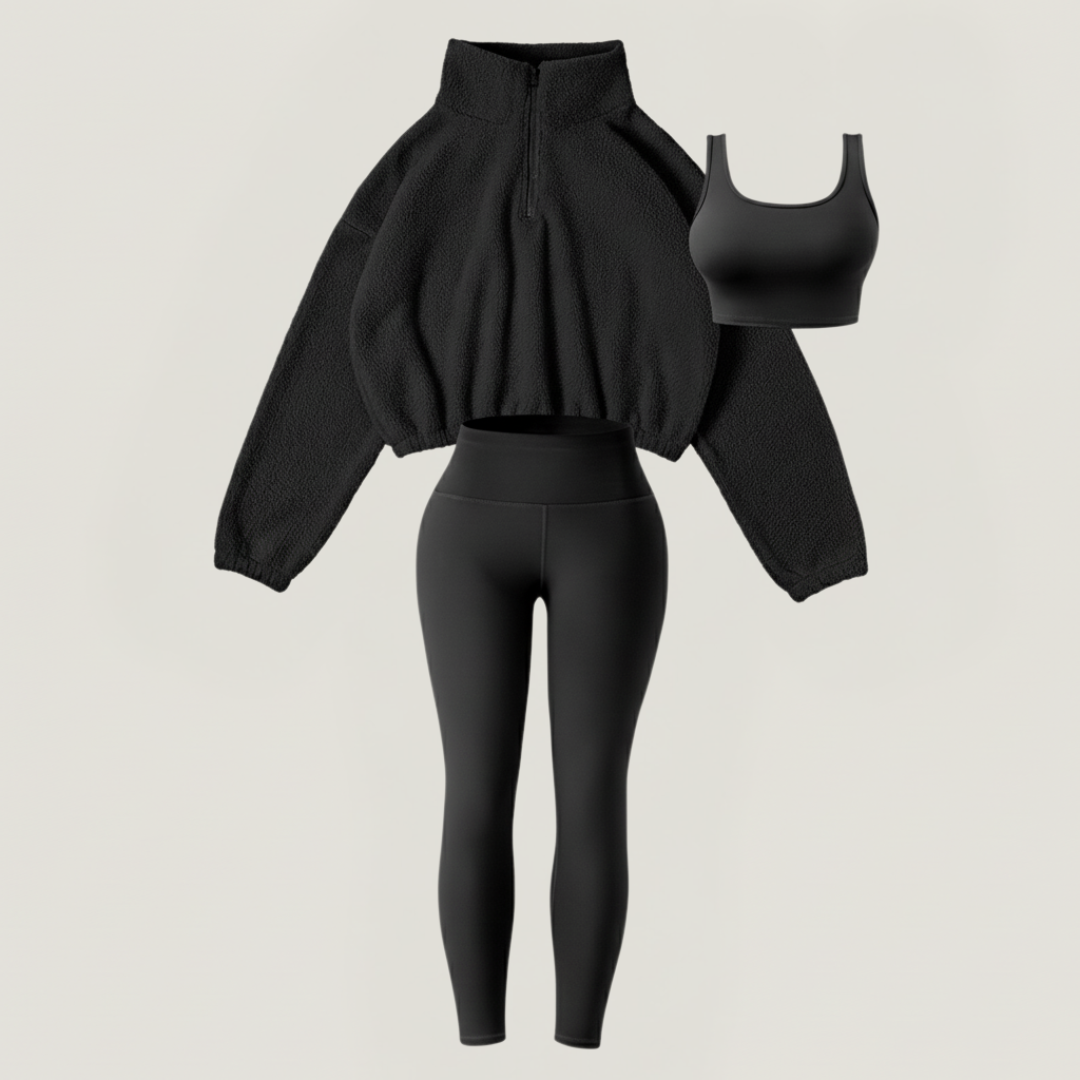 Fleece Set (3 Pcs: Sweater+Bra+Leggings)