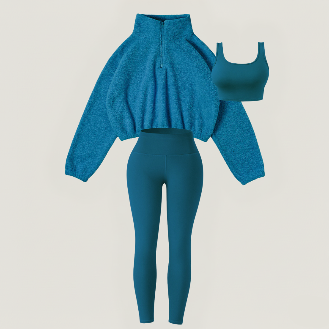Fleece Set (3 Pcs: Sweater+Bra+Leggings)