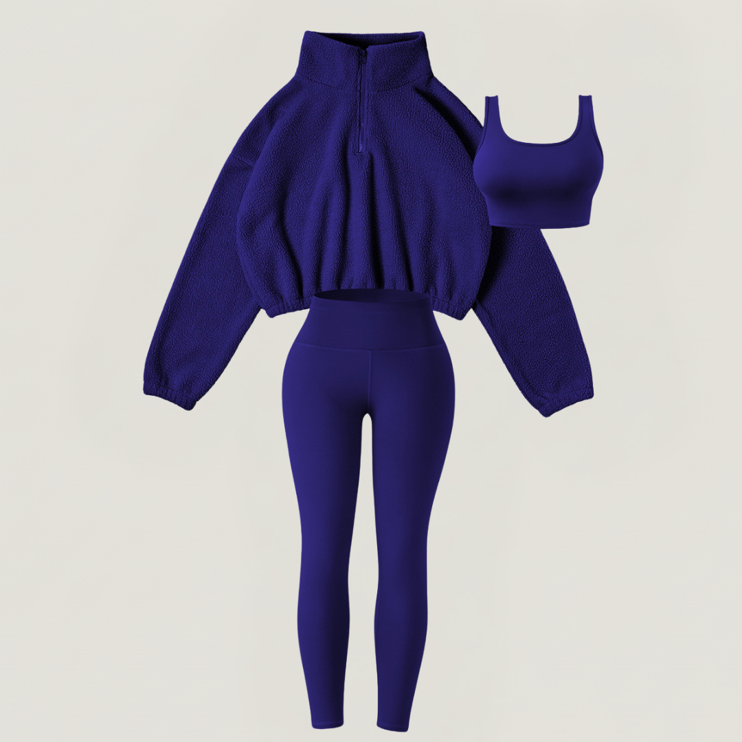 Fleece Set (3 Pcs: Sweater+Bra+Leggings)