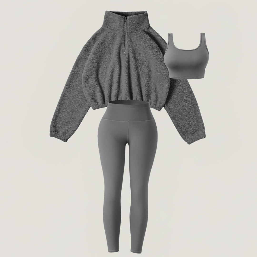 Fleece Set (3 Pcs: Sweater+Bra+Leggings)
