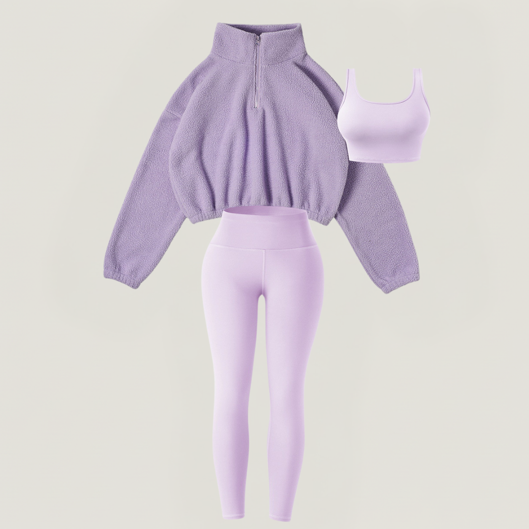 Fleece Set (3 Pcs: Sweater+Bra+Leggings)