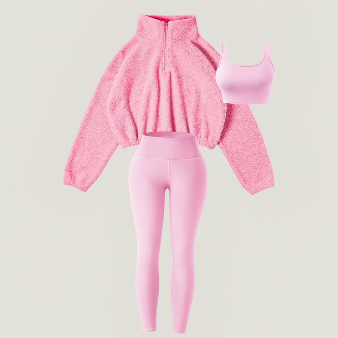 Fleece Set (3 Pcs: Sweater+Bra+Leggings)