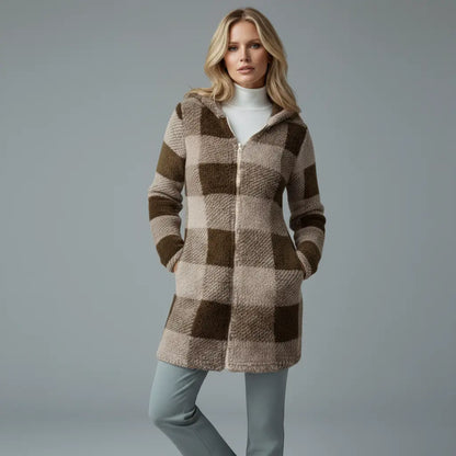 Plaid Fleece Hooded Coat
