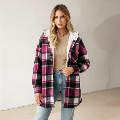 Flannel Hooded Plaid Jacket