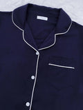 BambooBreeze Cooling Pajama Set - notch collar detail with contrast piping