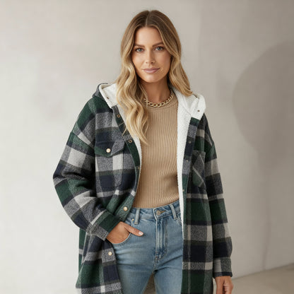 Flannel Hooded Plaid Jacket