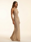 Model wearing The Marina Mesh Halter Dress - editorial angle