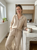 CloudGauze Breeze Set - Model in kitchen with coffee