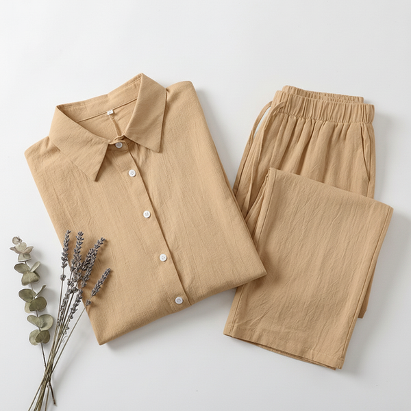 LinenAire Relaxed Linen Lounge Set - Flat Lay Sand