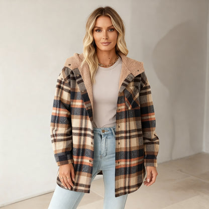 Flannel Hooded Plaid Jacket