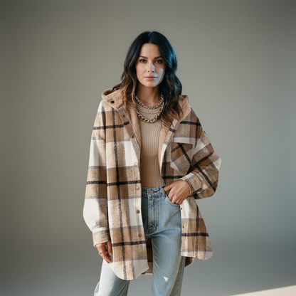Flannel Hooded Plaid Jacket