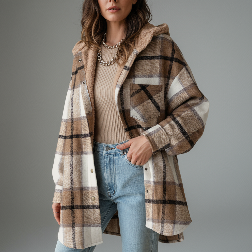 Flannel Hooded Plaid Jacket