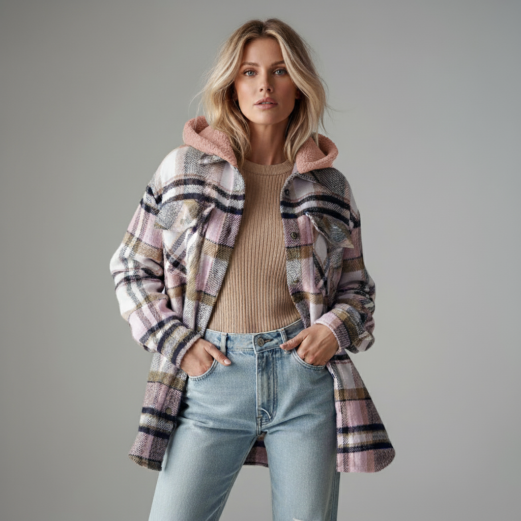 Flannel Hooded Plaid Jacket