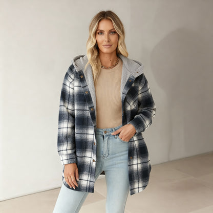 Flannel Hooded Plaid Jacket