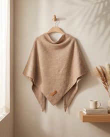 Khaki Fleece Shawl on a hanger, unknotted